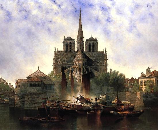 Notre-Dame-Paris-Edwin-Deakin-oil-painting-1